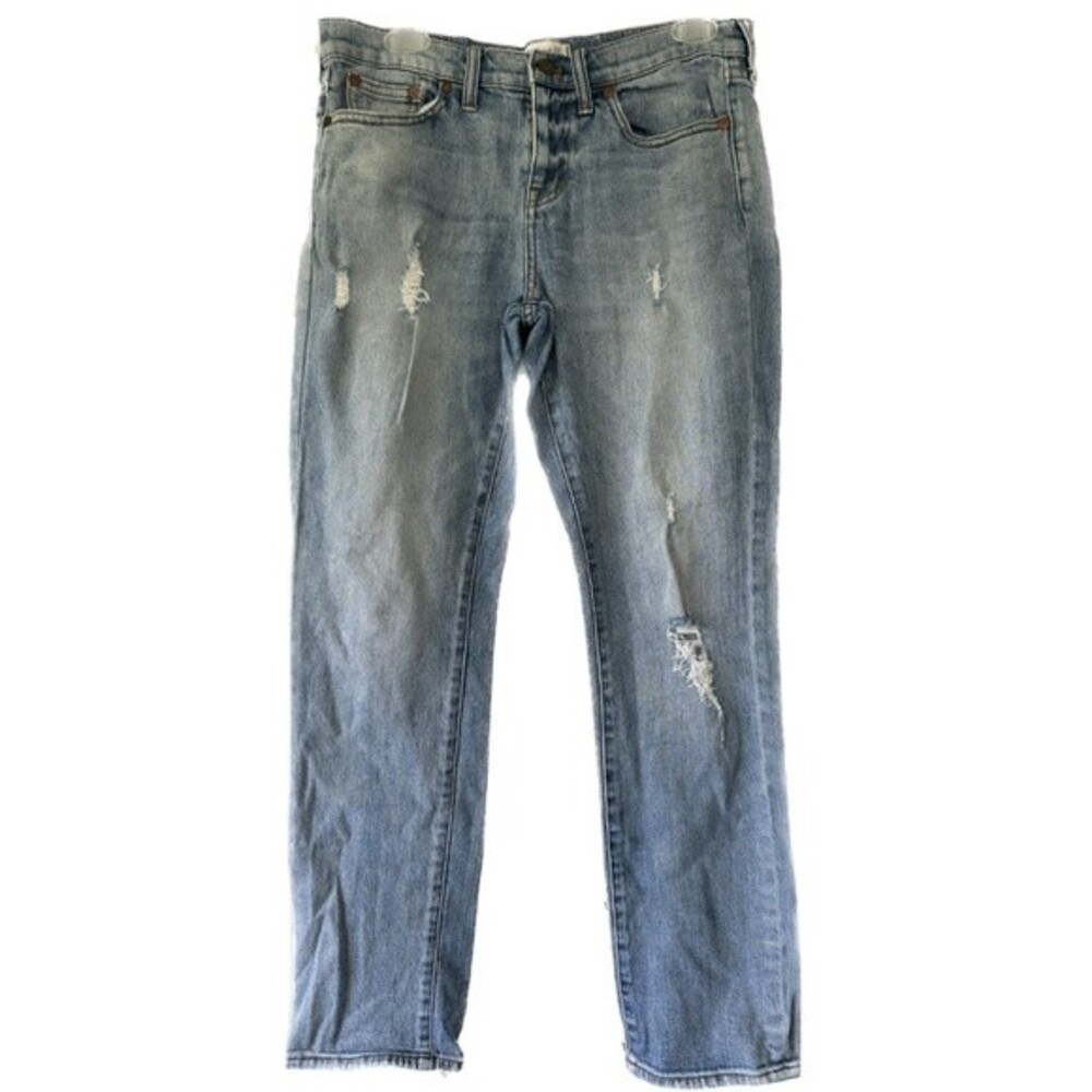 Madewell Slim Boy Jeans Prefaded Medium Wash Factory Distressed Boho Western 28
